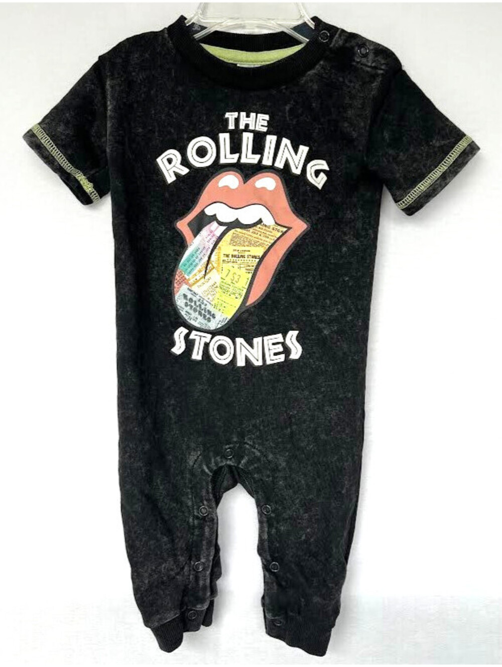 Rolling Stones Size 6-9 Months-Short Sleeved 1 Piece Outfit, Distressed Material